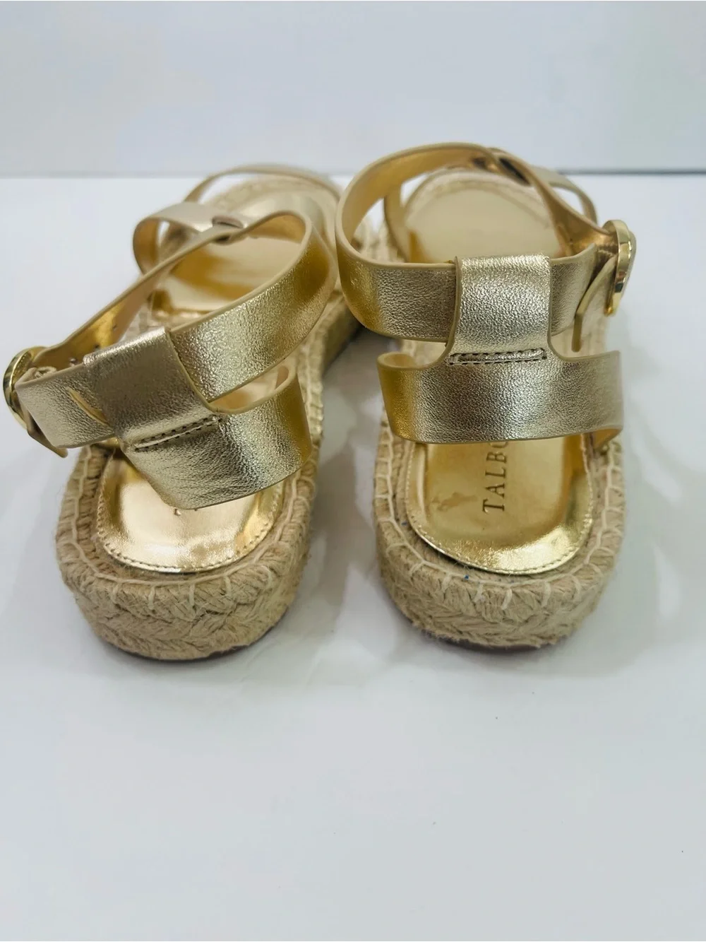 NWB Talbot’s Napa Leather Gold Espadrille Sandals - Women